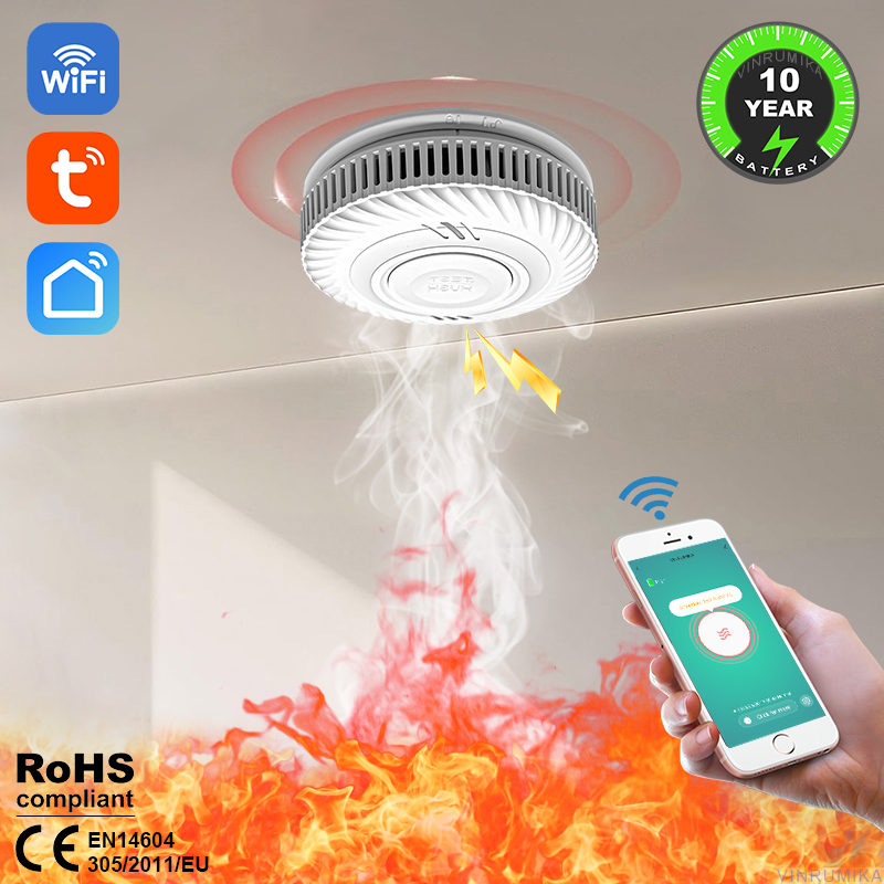 Smoke Alarm 10 Year Battery - Detector de humo Tuya con función