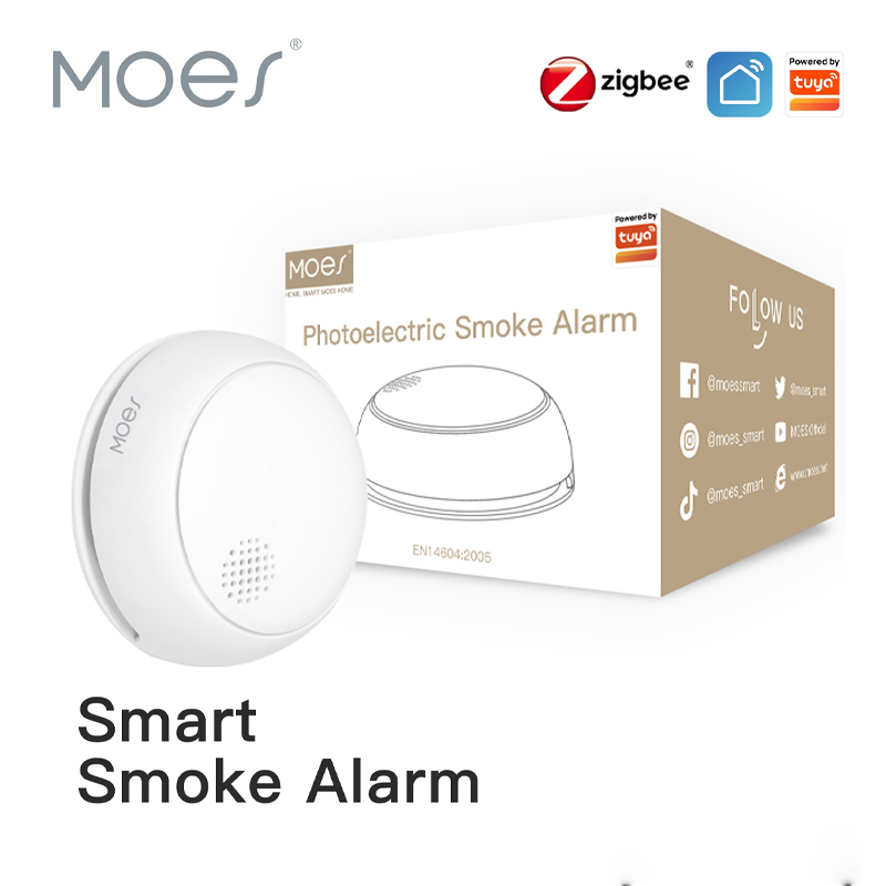 Zigbee Smoke Sensor Tuya - MOES ZigBee-Detector de humo inalámbrico inteligente,