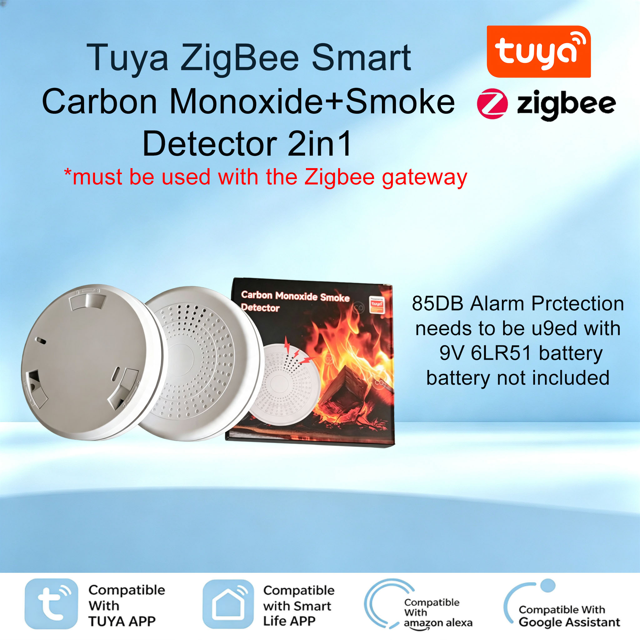 Zigbee Smoke Sensor Tuya - Alarma Inteligente ZigBee para Humo y