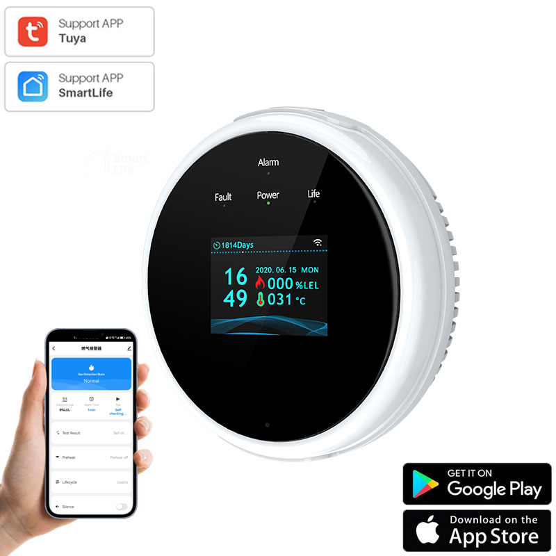 Smart Gas Leak Detector Lpg - Tuya Wifi fugas con función de