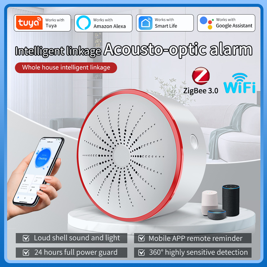 Zigbee Smoke Sensor Tuya - Tuya-Sensor de sirena de alarma ZigBee,