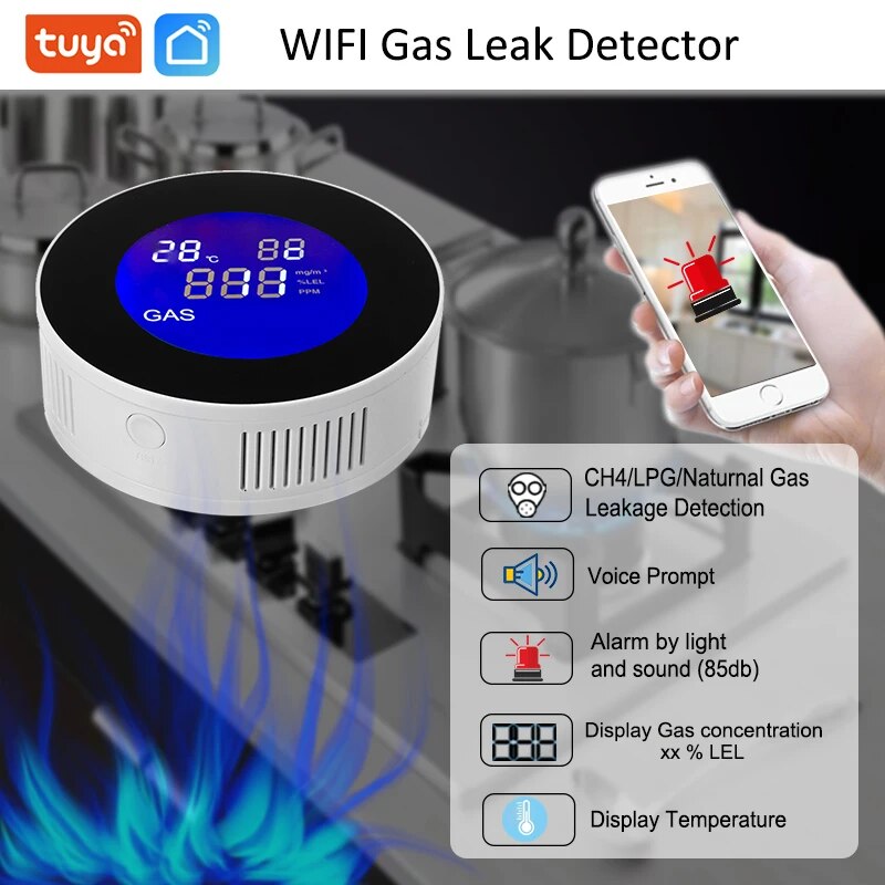 Tuya-Sensor de fugas de Gas GL - Smart Gas Leak Detector Lpg reseña y precio