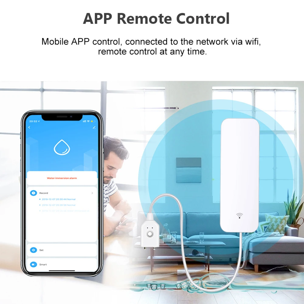 Tuya WiFi Zigbee Sensor de agu - Water Leak Detector Wifi Alarm reseña y precio