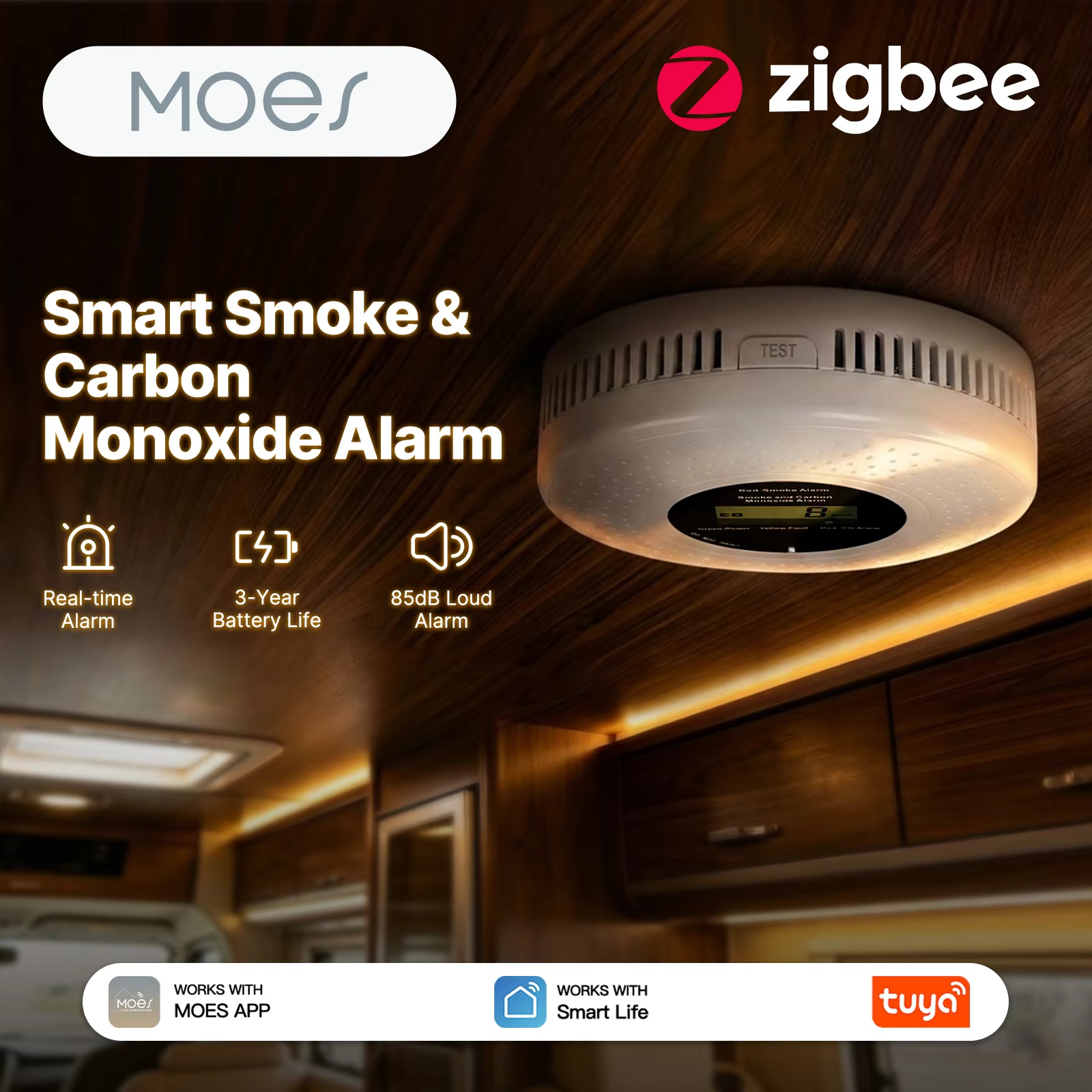 Detector de Humo y Monóxido de - Zigbee Smoke Sensor Tuya reseña y precio