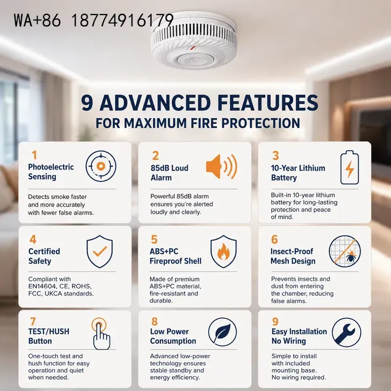 wmwmnu Sensor de Humo y Fugas  - Smoke Alarm 10 Year Battery reseña y precio
