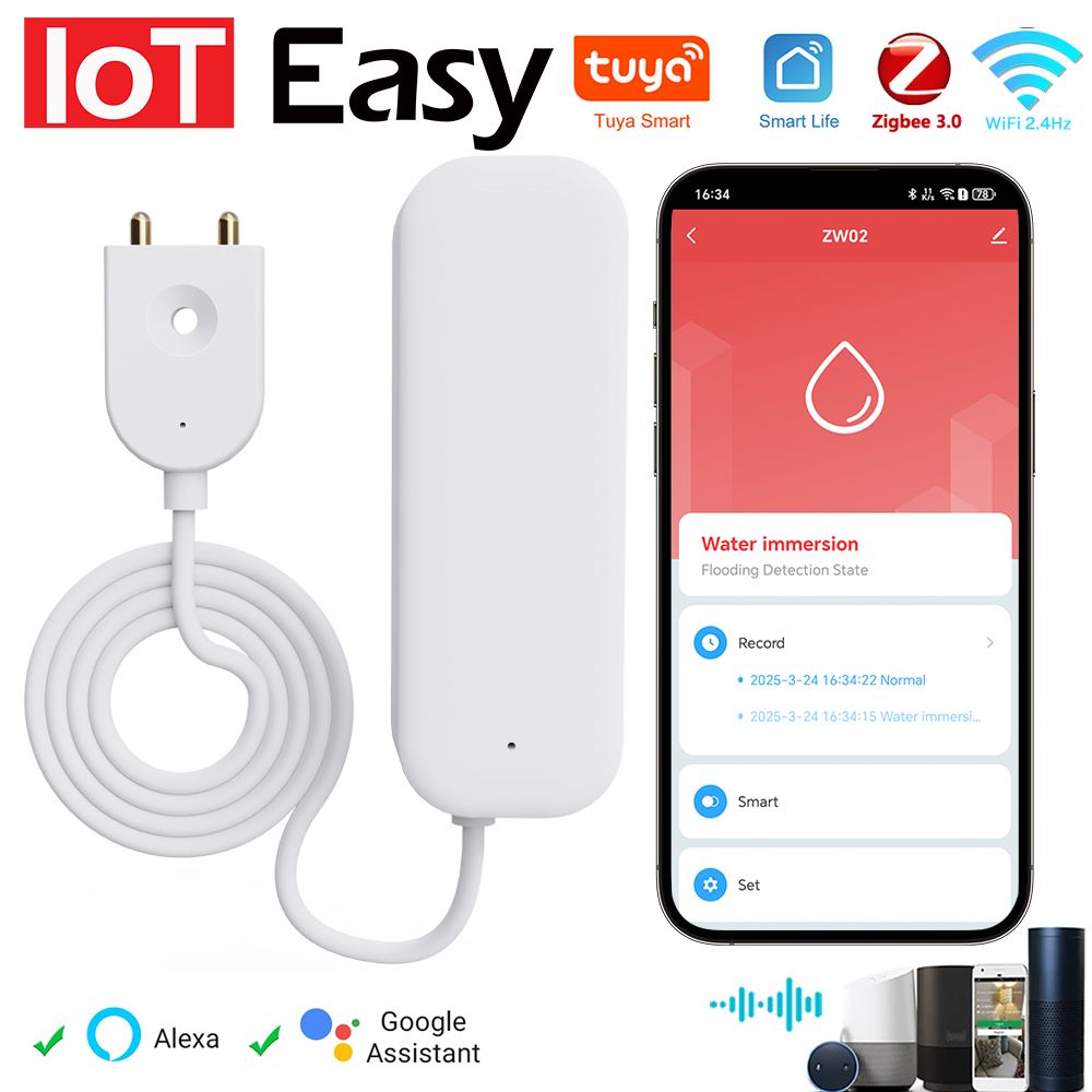 Tuya WiFi ZigBee Sensor de agu - Water Leak Detector Wifi Alarm reseña y precio