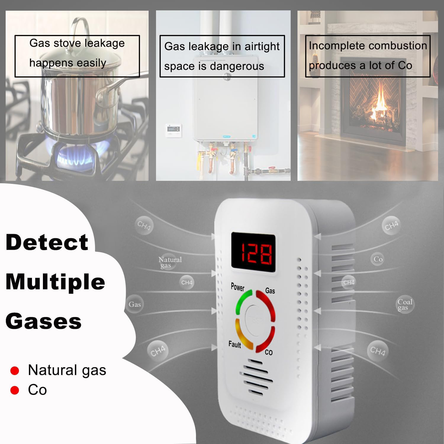 Detector de Gas Natural 2 en 1 - Carbon Monoxide Detector Combo reseña y precio