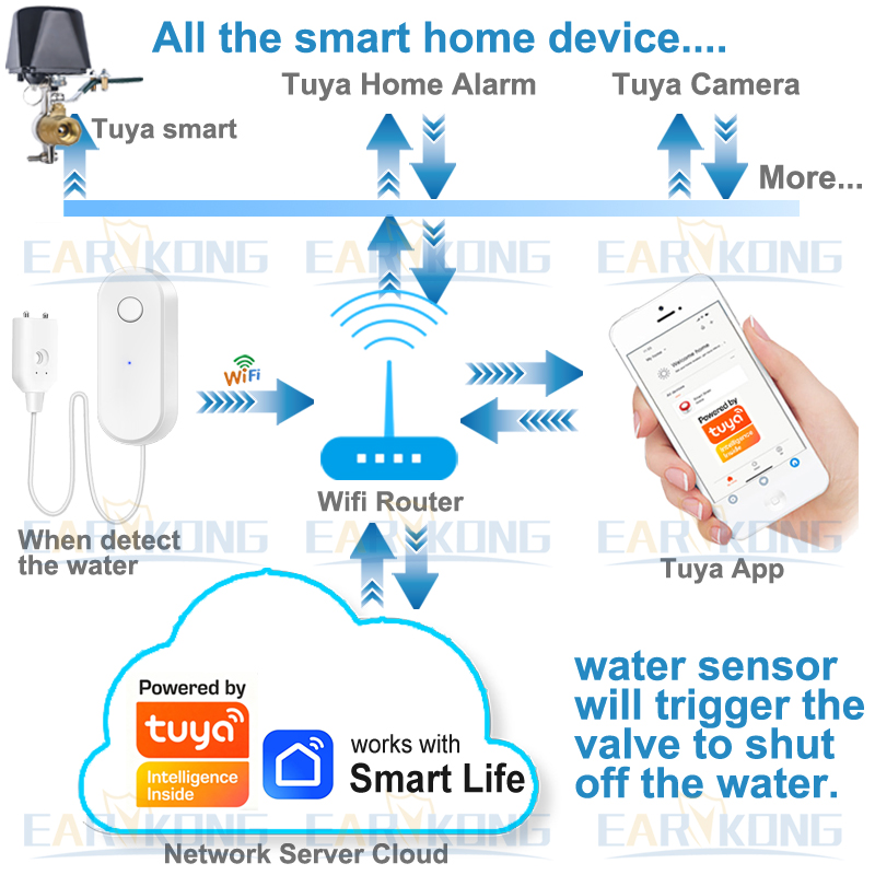 Tuya-Sensor inteligente de fug - Water Leak Detector Wifi Alarm reseña y precio